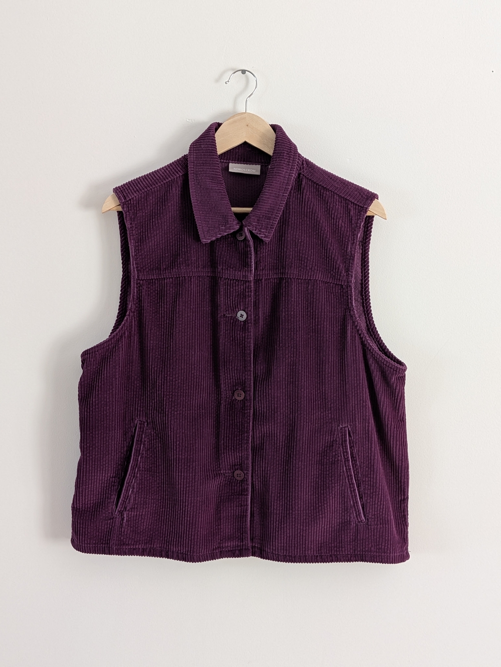 Nordstrom Corduroy Button-Up Vest in Plum - XL